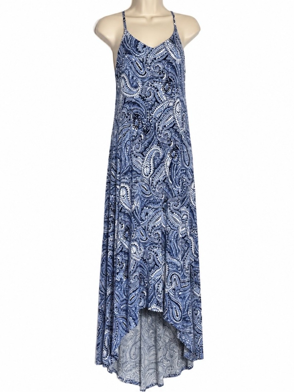 Cynthia Rowley Blue Paisley High-Low Slip Dress Size Small